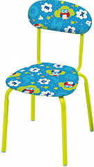 СТУ6 Детский стул (4шт.) (СТУ6/2, совята на 
синем (моющ.ткань)) - Цвет синий - Картинка #1